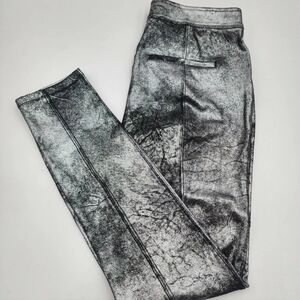 FREE PEOPLE Faux leather SILVER METALLIC/ Pull On SKINNY PANTS LEGGINGS - SZ 31